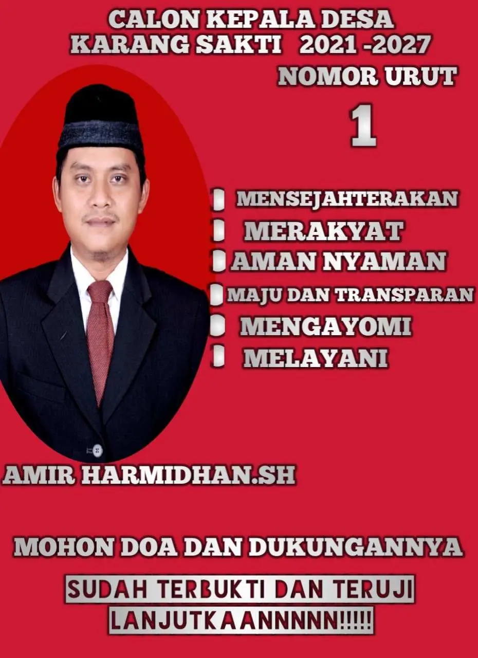 Amir Harmidhan, Calonkan Kades Karang Sakti dengan Nomor Urut 1