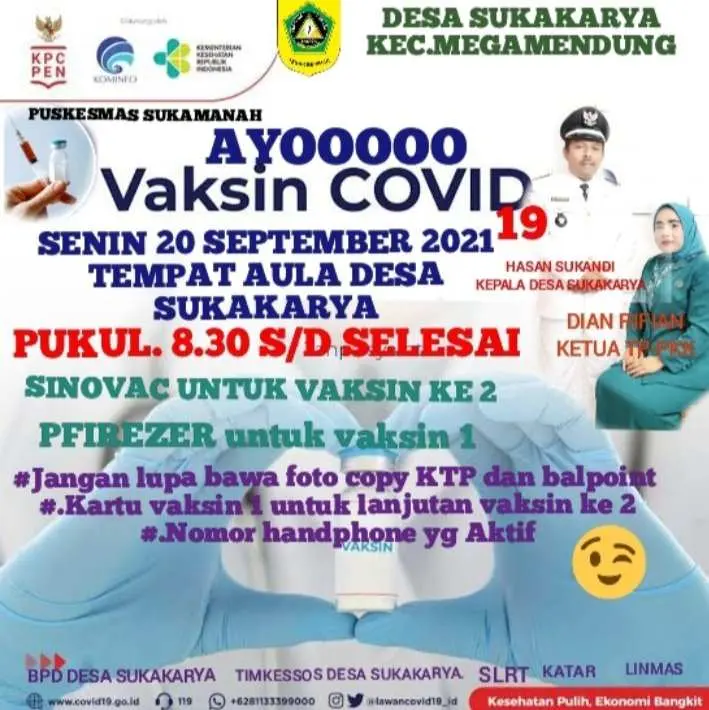 Warga Masyarakat Antusias Mengikuti Vaksin Covid- 19 di Kantor Desa Sukakarya