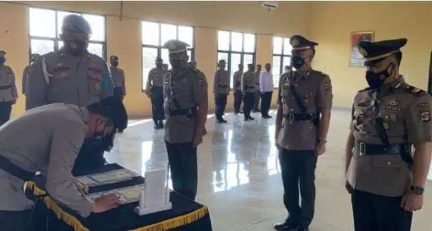 Kapolres Pesawaran Pimpin Sertijab Ps. Kabag Log Dan Kasat Reskrim