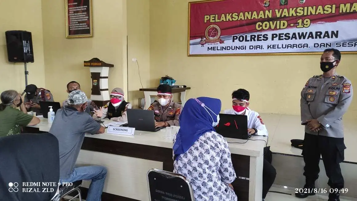 Sambut HUT RI Ke-76 Polres Pesawaran Dirikan Gerai Vaksin Merdeka