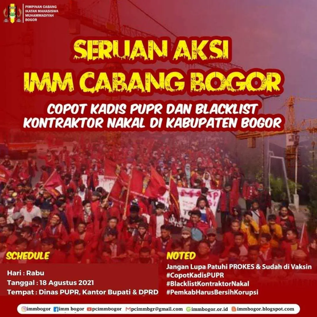 IMM Bogor Akan Gelar Aksi, Tuntut Bupati Copot Kadis DPUPR dan Blacklist Kontraktor Nakal