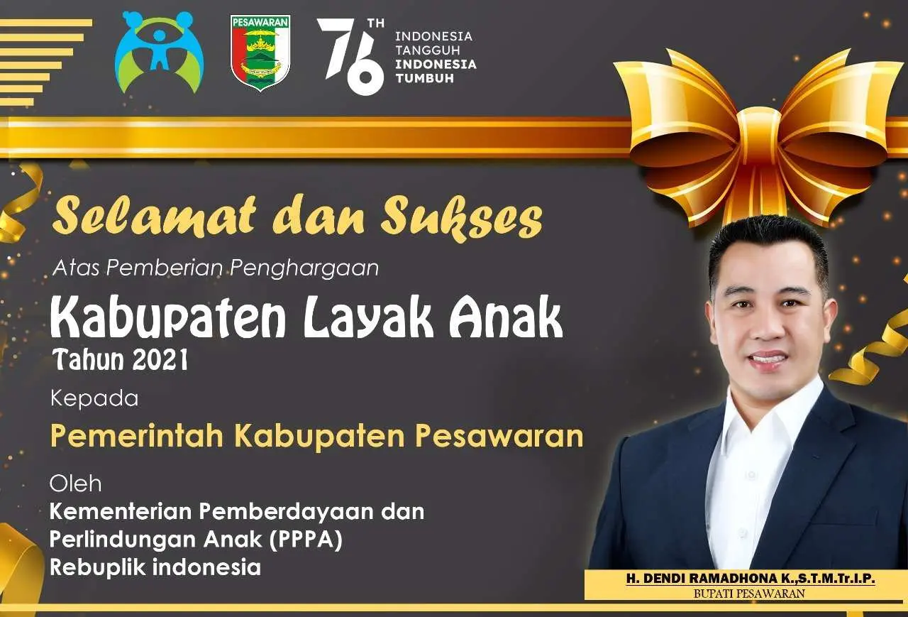 Kabupaten Pesawaran Terima Penghargaan KLA 2021 tingkat Madya 