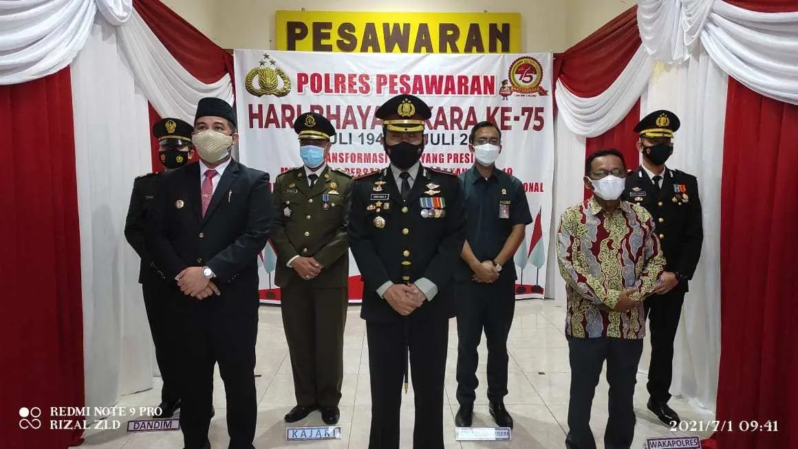 Polres Pesawaran Mengikuti Upacara Peringatan Hari Bhayangkara Ke – 75