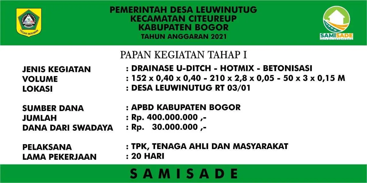 Pemdes Leuwinutug Realisasikan SAMISADE