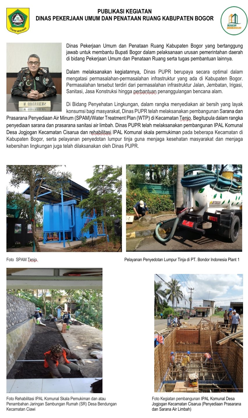 Publikasi Kinerja Dinas Pekerjaan Umum dan Penataan Ruang Kabupaten Bogor Tahun 2021